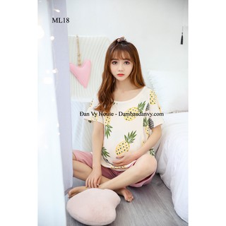 Bộ lửng bầu và sau sinh dứa quần hồng - ml18