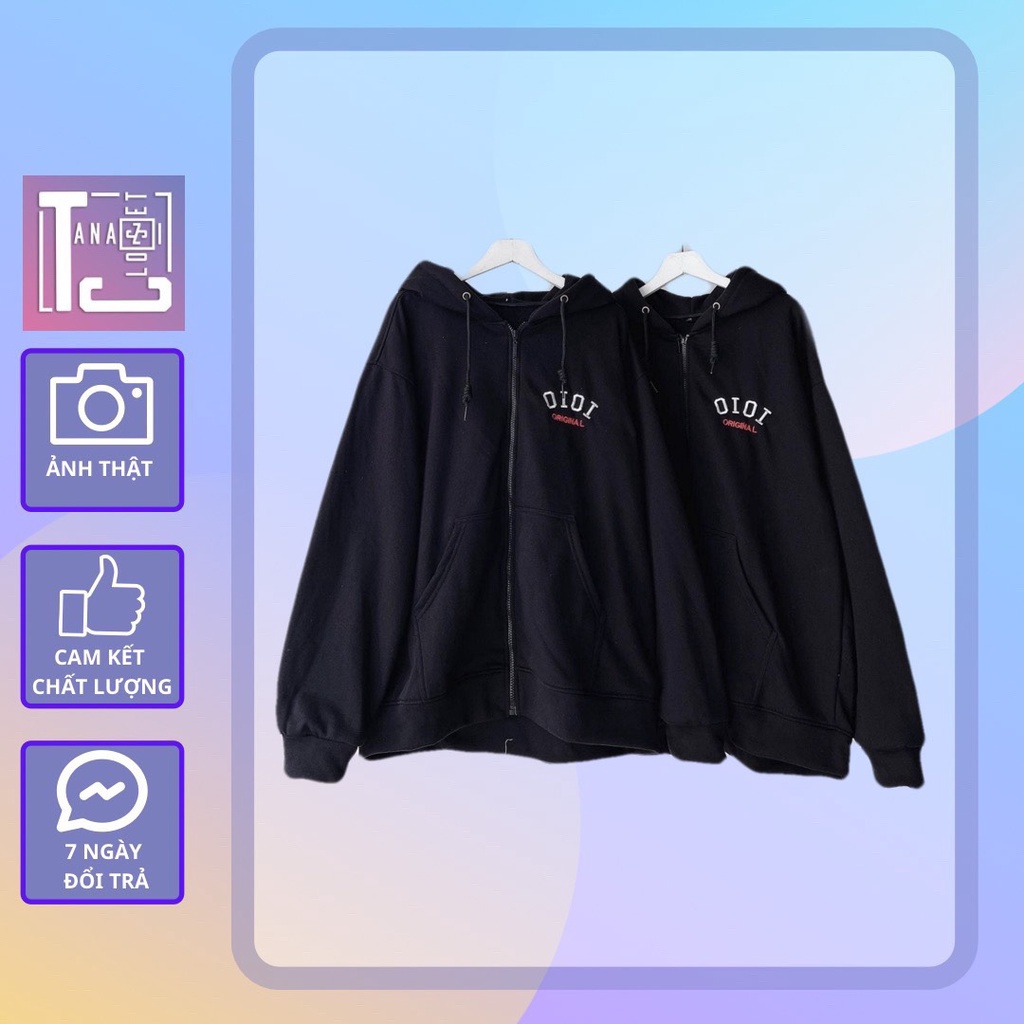 [sẵn]Áo khoác tay dài form rộng thêu chữ OIOI (ảnh thật tại shop) Tanazi Closet