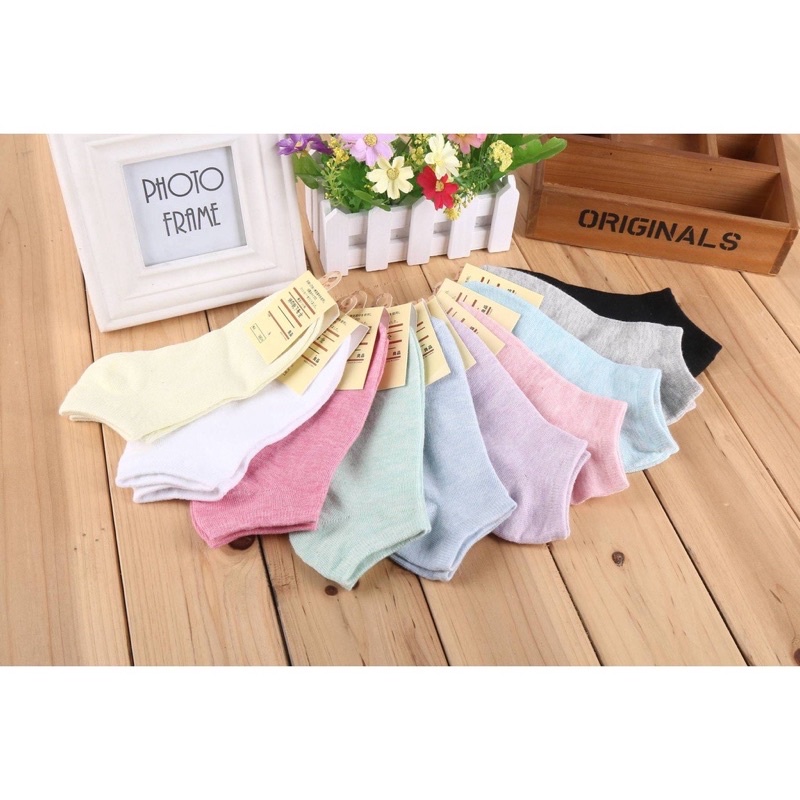 Vớ cotton cổ thuyền vớ cổ ngắn màu sắc ngọt ngào phong cách Hàn Quốc cho nữ