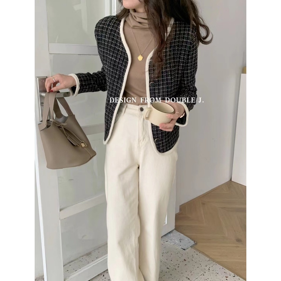 Áo khoác dạ Tweed 2 lớp Hàn Quốc