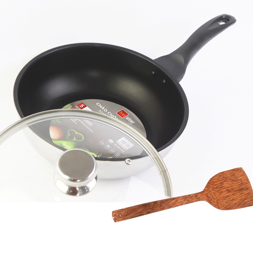 Chảo chống dính sâu lòng fivetstar cao cấp 24/26/28 cm tặng kèm nắp kiếng