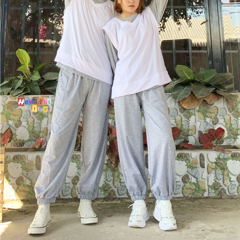 Quần Jogger Basic Pant Ulzzang Unisex Jogger Trơn Bo Lai Màu Xám - MM