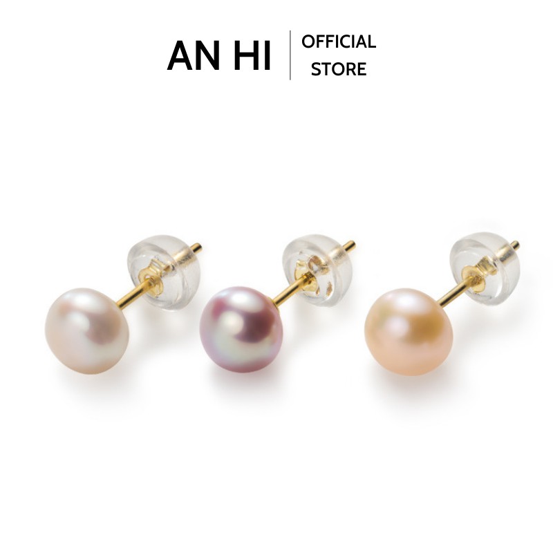 Khuyên Tai Bạc AN HI Đính Ngọc Trai Nhân Tạo Nuôi Nước Ngọt, Bông Tai Bạc Korean Style KT015