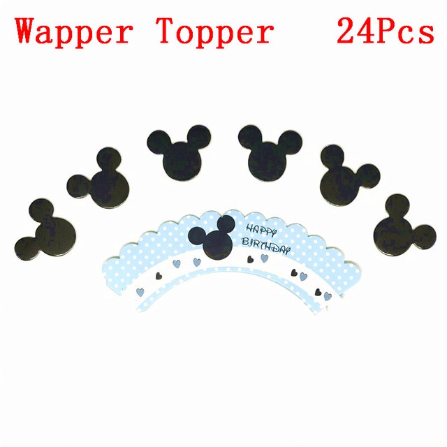 Set 24 Giấy Gói Bánh Cupcake Hình Chuột Mickey/Minnie Xinh Xắn