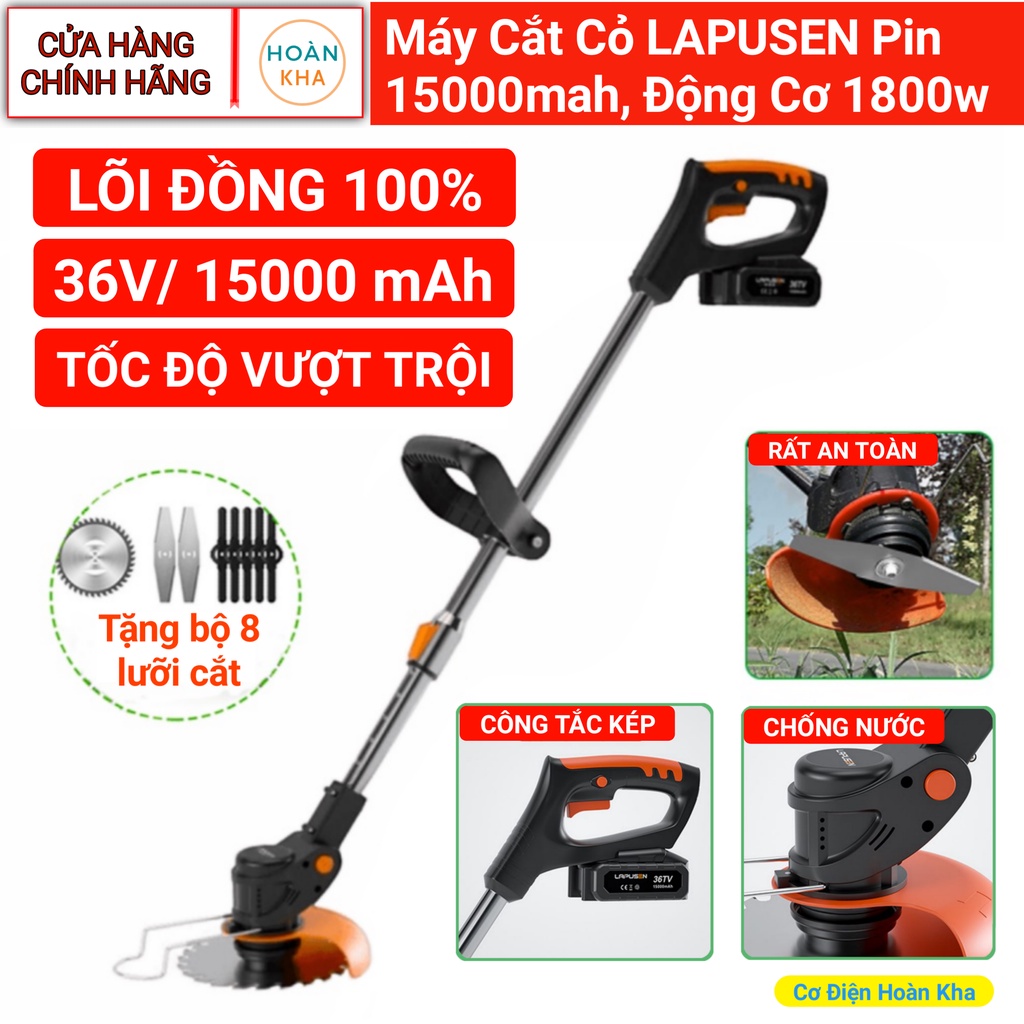 [Mã LIFE50KALL giảm 10% đơn 200K] Máy cắt cỏ, tỉa cành cầm tay LAPUSEN pin khủng 15000mah, động cơ mạnh 1800w