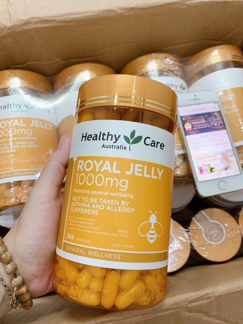 (Date 12/2024) Sữa ong chúa Healthy Care Royal Jelly 1000mg Úc 365 Viên