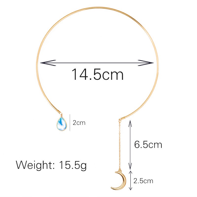 Simple Stone Moon Short Pendant For Women