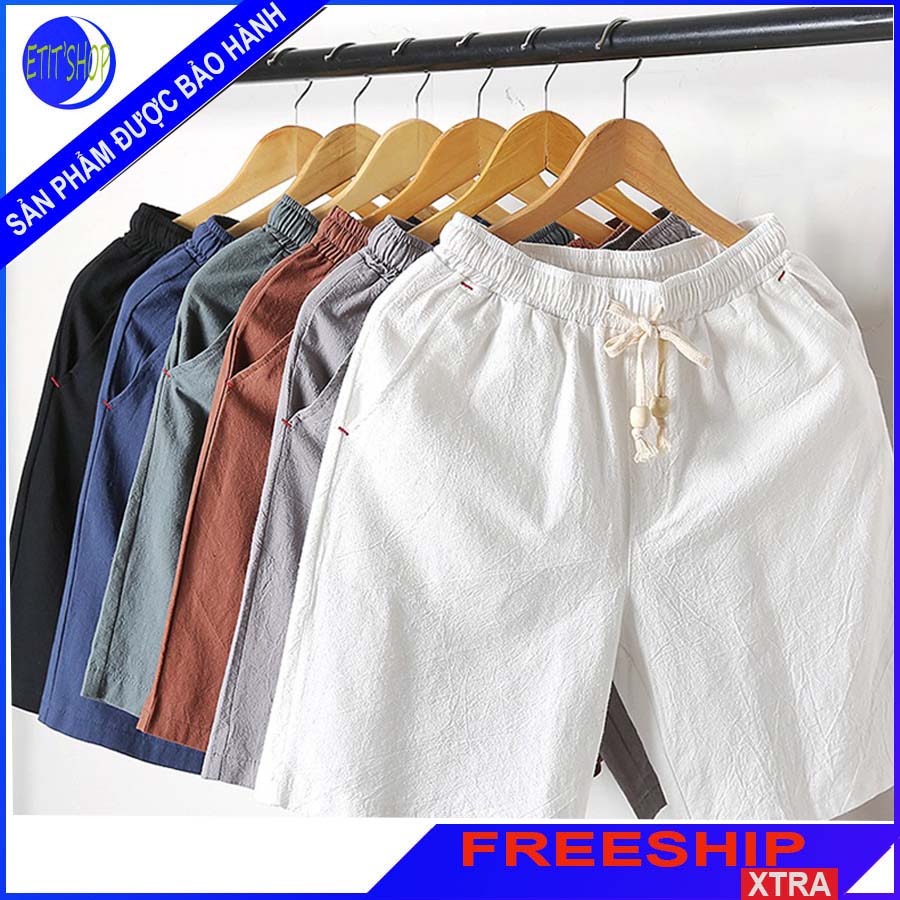 Quần đùi nam,quần short nam chất liệu vải đũi mềm mát, quần short ngắn kiểu dáng thể thao có dây rút - DHT