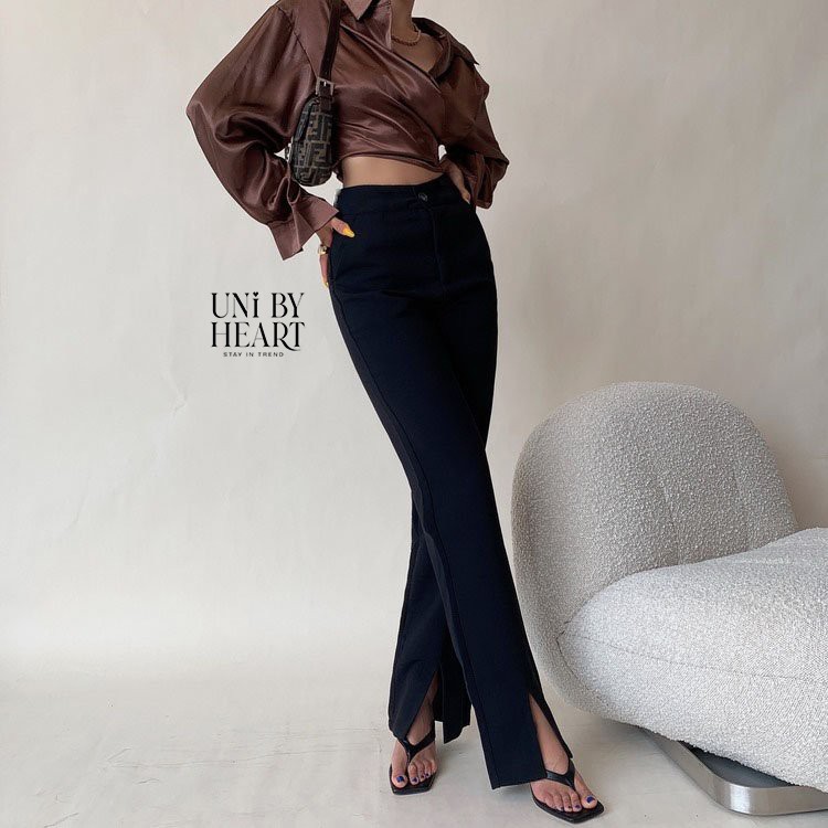 Quần xẻ gấu Lily Pant QD003 thiết kế dáng suông, vải dày dặn - Uni By Heart