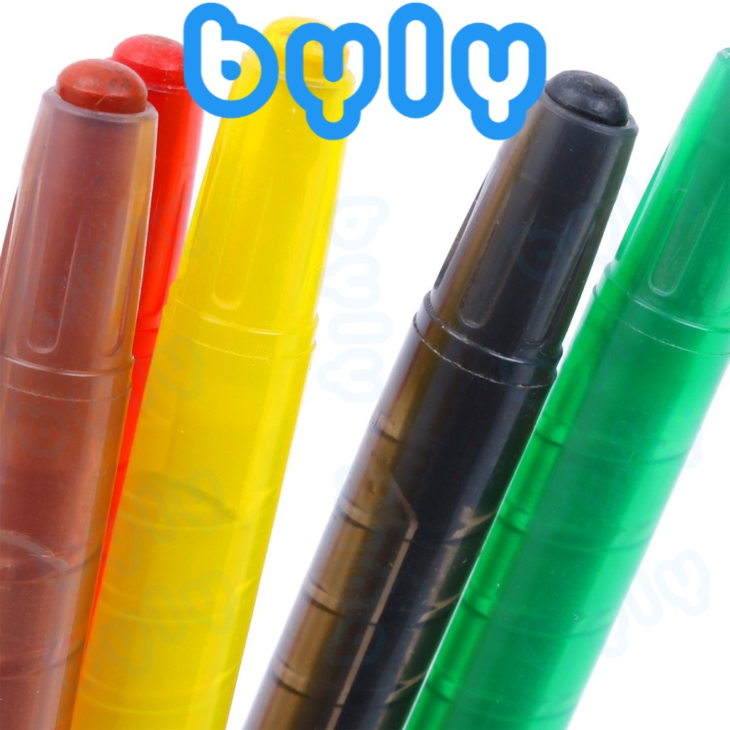 [Ship hoả tốc] Vỉ bút sáp vặn 6 màu Hàn Quốc Monami RWC-6C Retractable wax crayons - Byly Store