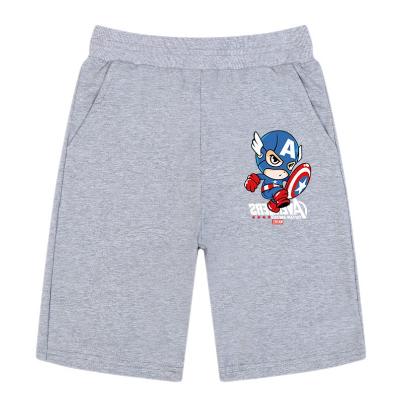 Quần đùi vải cotton thun in hình nhân vật Captain America xinh xắn dành cho trẻ em