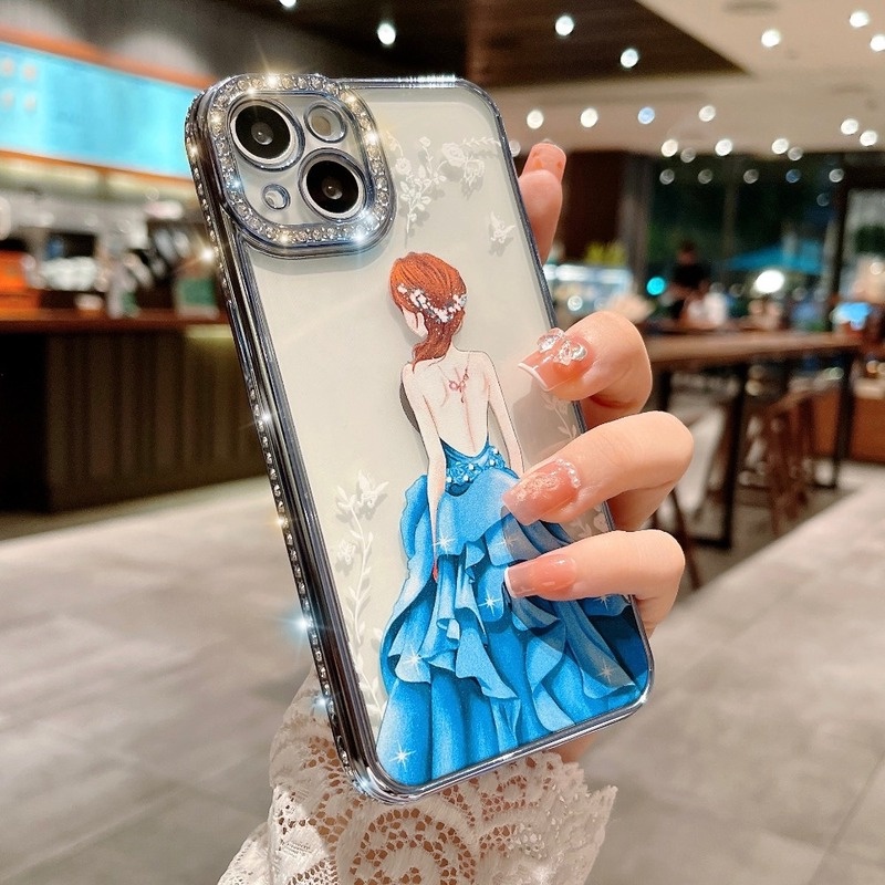Ốp Điện Thoại Mềm Đính Đá Sang Trọng Cho iphone 13 12/11 Pro Max 7/8plus XR XSmax