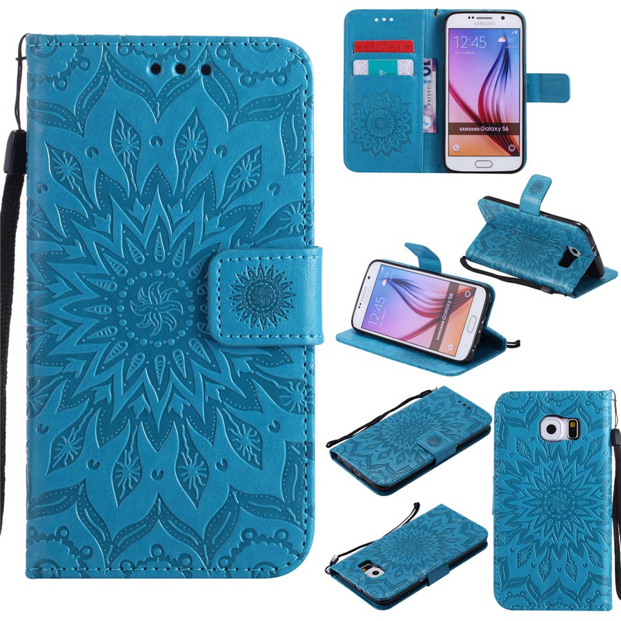 Ốp lưng nắp gập dập hình hoa nổi vintage cho Samsung S6/S6 Edge/S6 Edge Plus | BigBuy360 - bigbuy360.vn