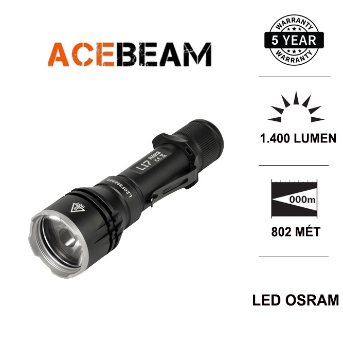 Đèn pin chiếu xa ACEBEAM L17 led OSRAM sáng 1400 lumen xa 802 m