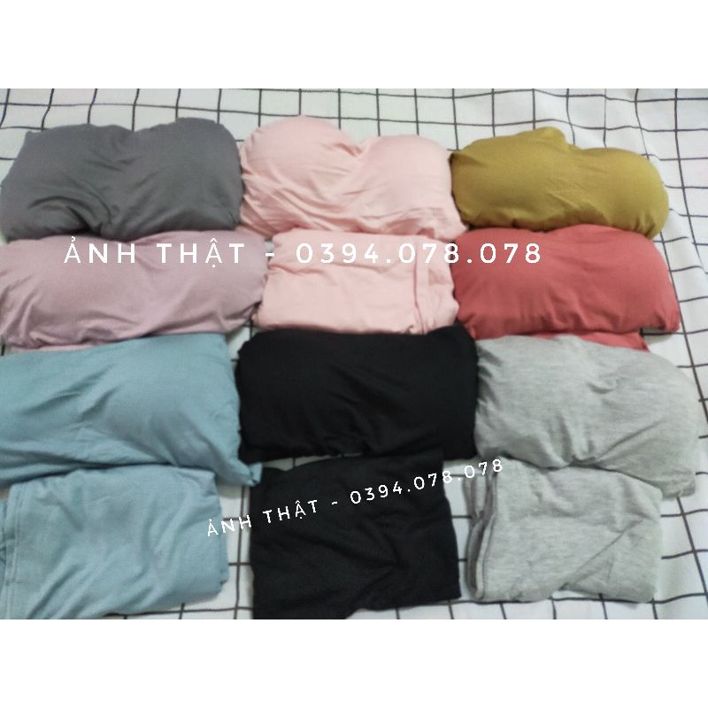 - Bộ ngủ cotton đùi trơn kèm bra cao cấp 2023