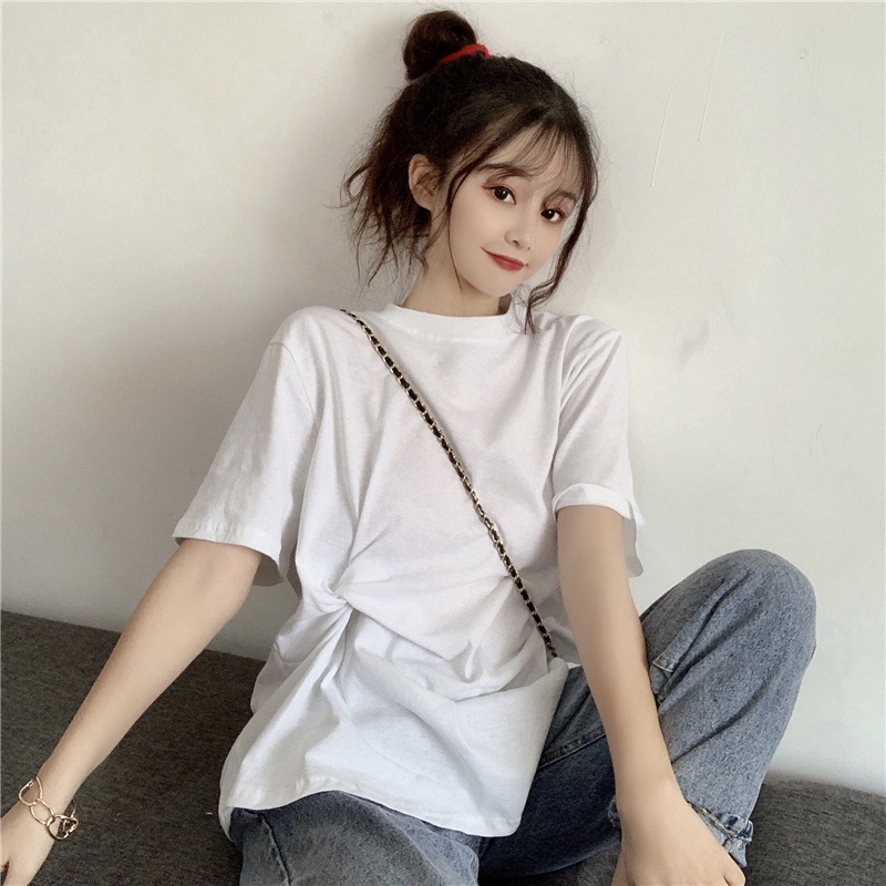 SUXI Áo Thun Tay Ngắn Dáng Rộng Phong Cách Hàn Quốc Cho Nữ