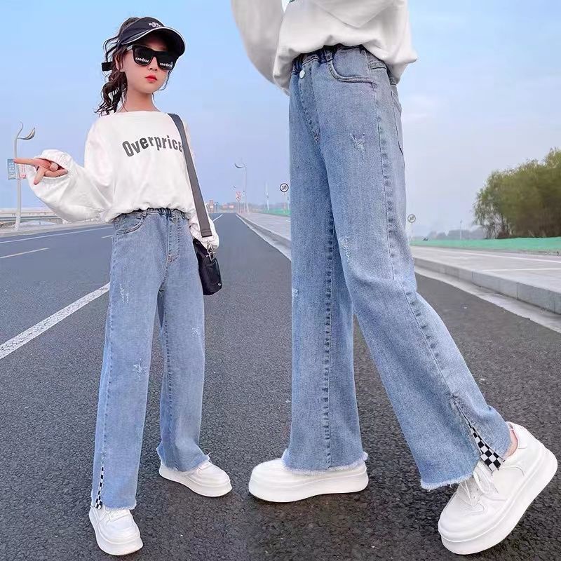 Quần denim Ống Rộng Phong Cách Thời Trang Mới Nhất Năm 2022 Dành Cho Nữ Sinh Trung Học