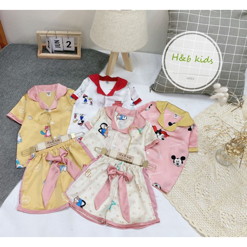 ✓8-16kg✓ Set bộ pyjama lụa cho bé gái size nhí xinh yêu
