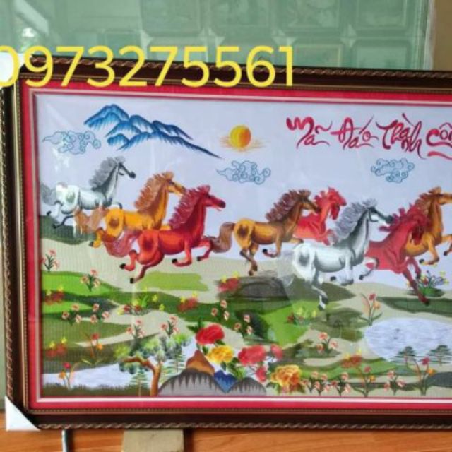 Tranh Thêu Mã Đáo Thành Công 60x90 hoàn thiện cả khung ảnh shop tự chụp