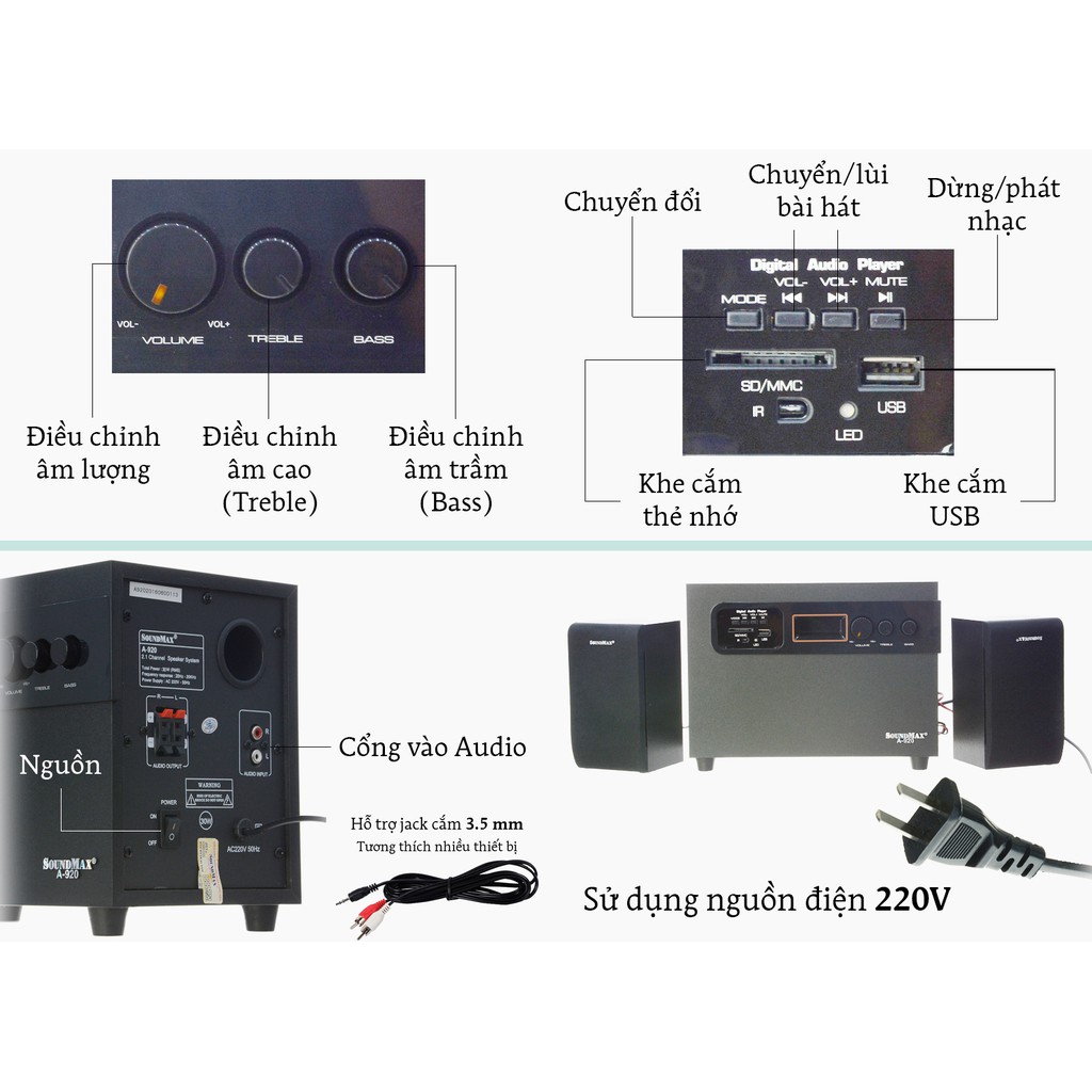 Loa vi tính Soundmax A920 có điều khiển từ xa