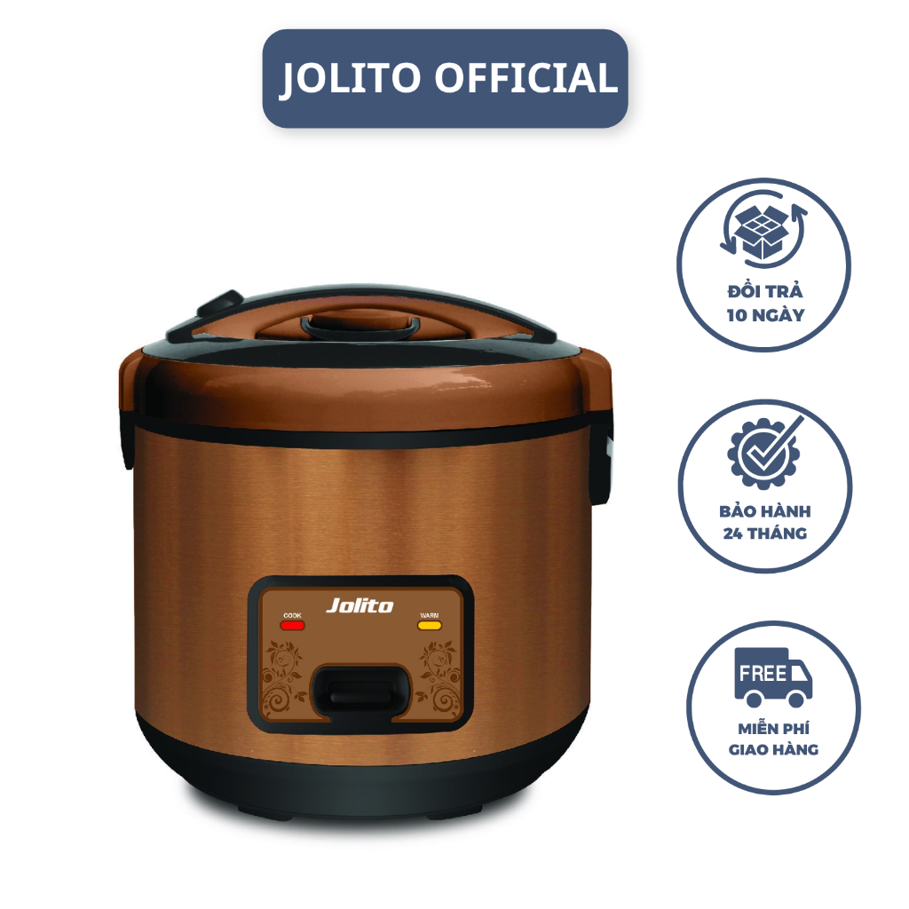 Nồi cơm điện Jolito J3.0Sky màu vàng đồng cổ xưa dung tích 3 lít thích hợp 6-8 người ăn, nấu cơm ngon dẻo