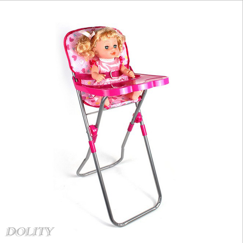 [DOLITY]1X Nursery Room Furniture Decor - ABS Baby Doll High Chair Kid Pretend Play Toy