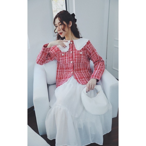 Áo Dạ Tweed Phối Cổ Trắng | BigBuy360 - bigbuy360.vn