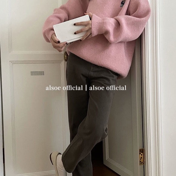 Áo Sweater Cổ Tròn Thêu Hình Gấu Hoạt Hình Phong Cách Hàn Quốc Cho Nữ