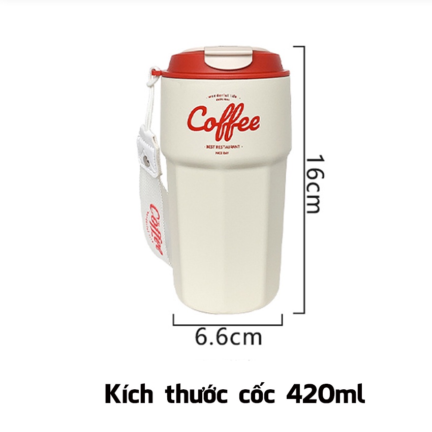Cốc giữ nhiệt AGISAN dung tích 420ml thiết kế có dây cầm giữ nhiệt 8 tiếng