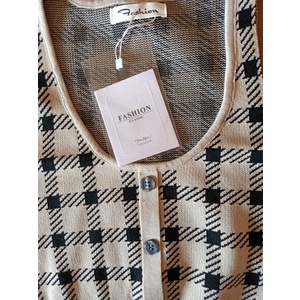 Set bra nâu + áo cardigan kẻ ô  JENNIE BLACKPINK