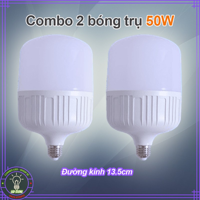 Combo 2 bóng đèn trụ tròn khổng lồ 50W - ánh sáng trắng (bóng cực lớn - đường kính 13.5cm - bảo hành 1 năm) | BigBuy360 - bigbuy360.vn