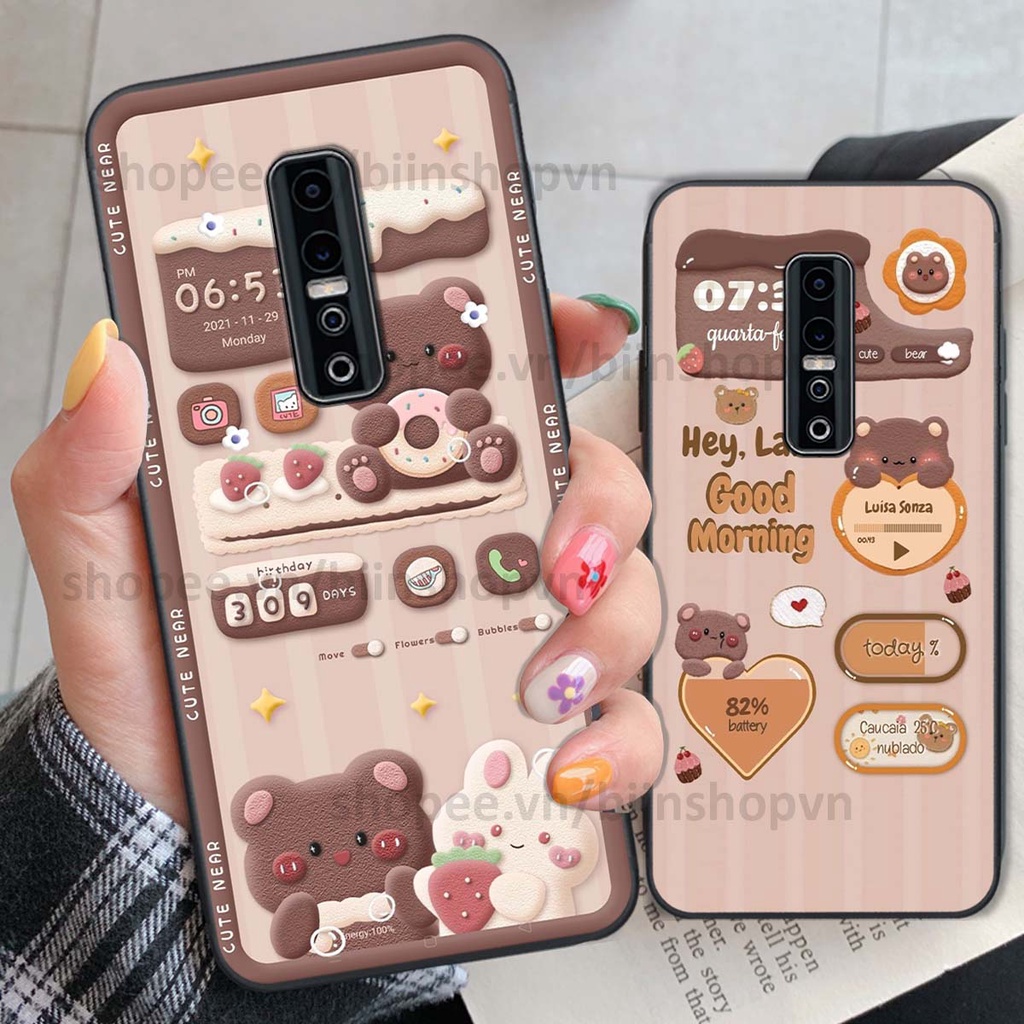 Ốp Vivo V17 Pro in 3D icon gấu nổi siêu xinh, siêu đáng yêu, cá tính phong cách