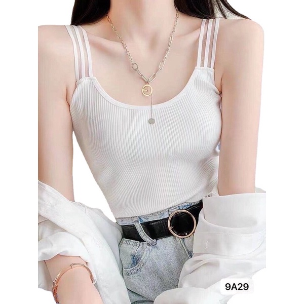 Áo 2s 2 dây kép kiểu basic đơn giản đẹp nhẹ nhàng hàng len dệt kim Quảng châu