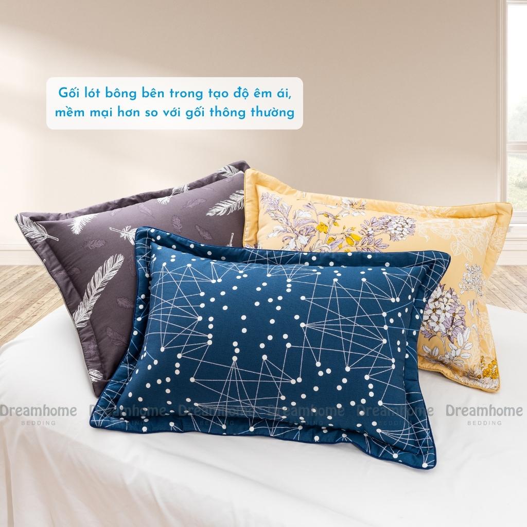 Vỏ gối 45x65 Cotton Hàn DREAMHOME trần bông mỏng đẹp, đanh mát, có khóa kéo tiện lợi (1 đôi)