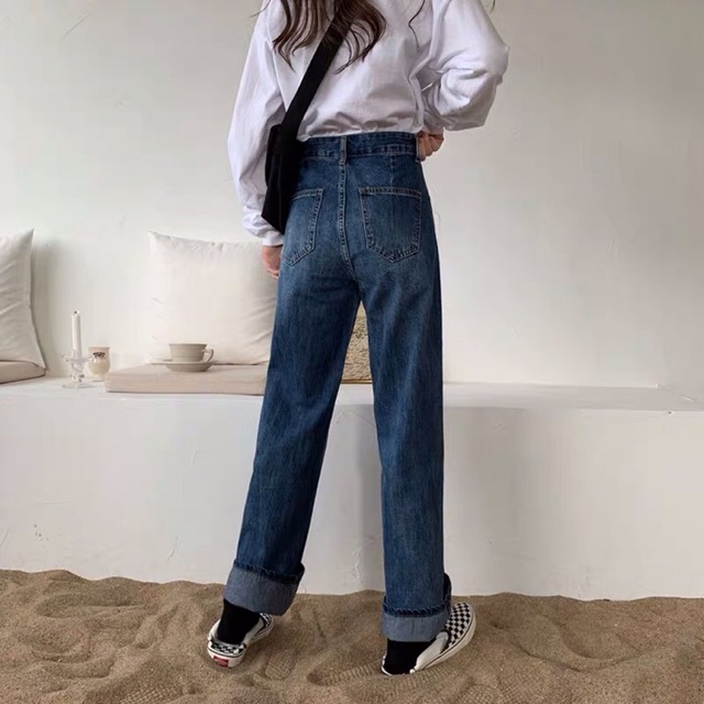 Size S (sẵn) | Quần jeans ulzzang ống rộng MS1838 | BigBuy360 - bigbuy360.vn