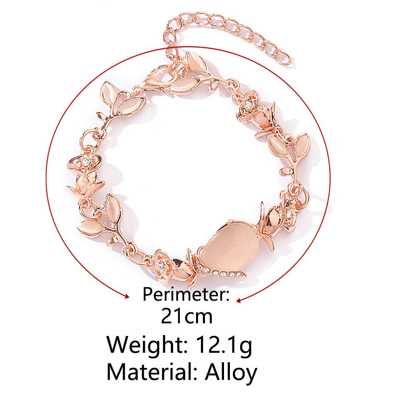 Vòng tay mạ màu vàng hồng đính đá opal phong cách Hàn Quốc