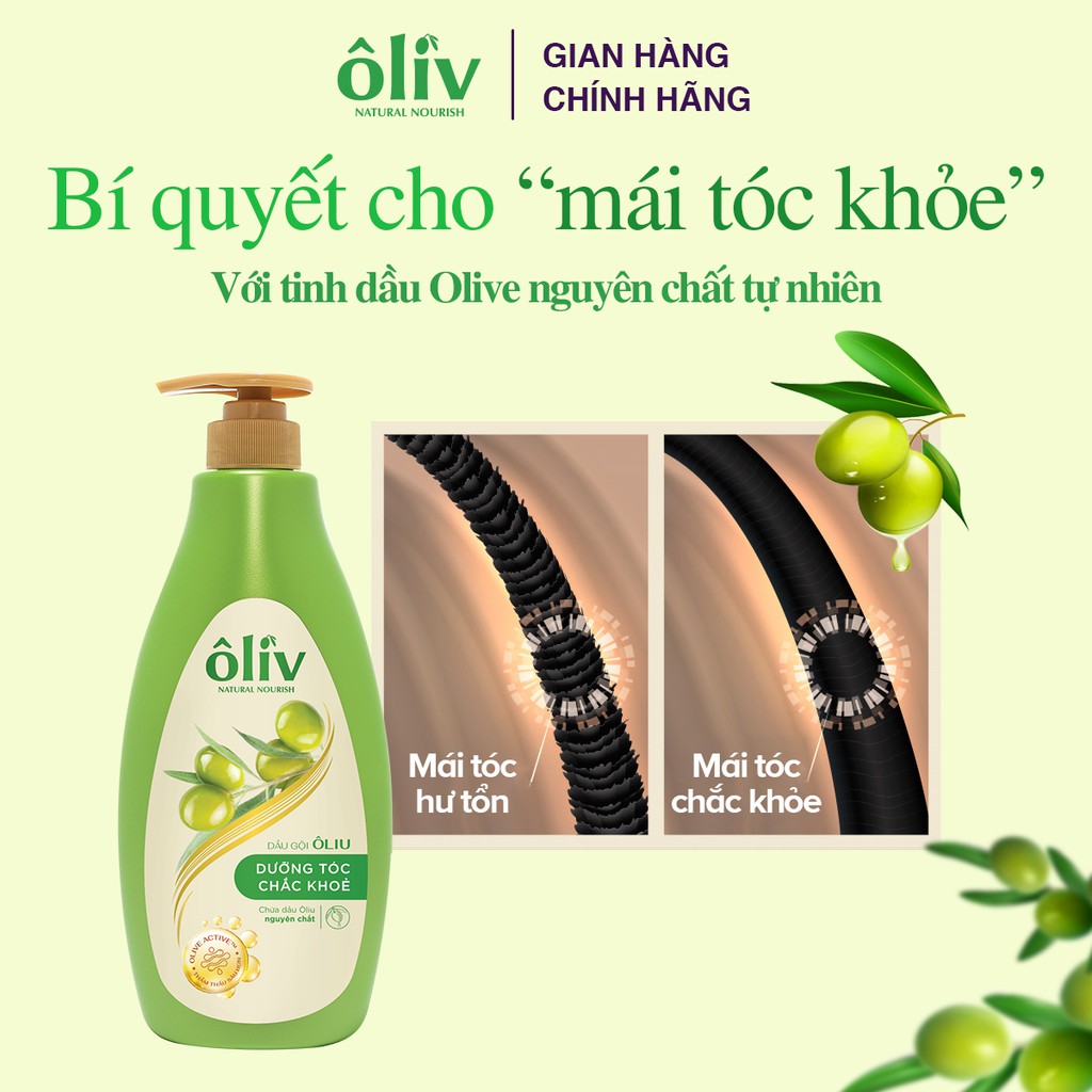 Combo Sữa Tắm Oliv Sáng Da 650ml + Dầu Gội Oliv Dưỡng Tóc Chắc khỏe 650ml