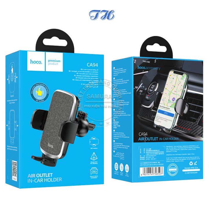 Giá đỡ điện thoại gắn cửa gió xe hơi hoco CA94 bọc vải sang trọng