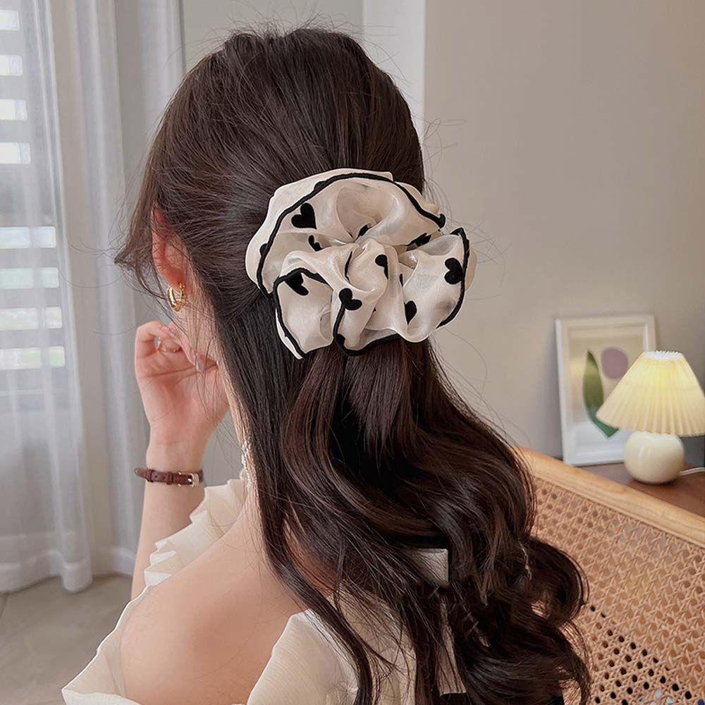 Dây Cột Tóc Đuôi Ngựa Chất Liệu Organza In Họa Tiết Chấm Bi Dễ Thương Cho Bạn Gái 1 Tuổi