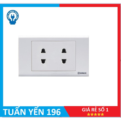 Ổ cắm đôi 2 chấu S18 sino tặng kèm đế nổi