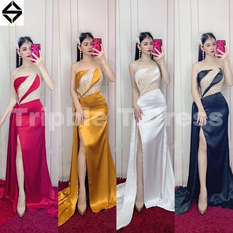 Đầm maxi body dạ hội kết đá pha lê cao cấp TRIPBLE T DRESS - size S/M/L - MS221Y