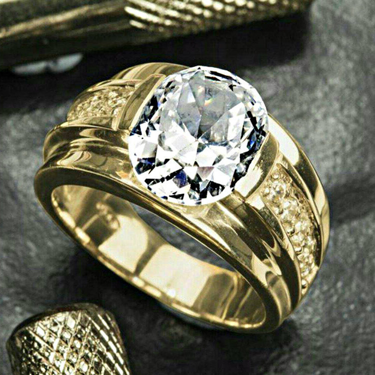 Nhẫn Titan Mạ Vàng 18k Đính Đá Zircon Dành Cho Nam Nữ