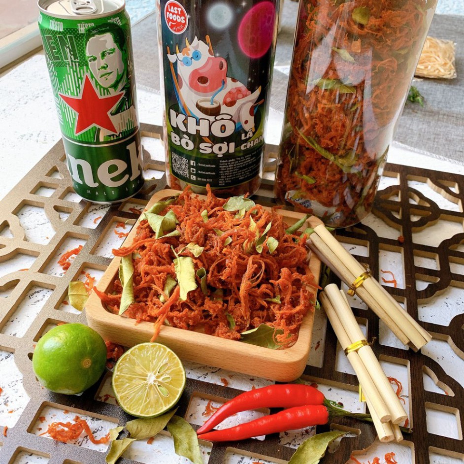 Bò khô sợi  lá chanh 300g cay vừa , THIÊN ĐƯỜNG ĂN VẶT  với các món đồ ăn vặt các miền giá rẻ | BigBuy360 - bigbuy360.vn