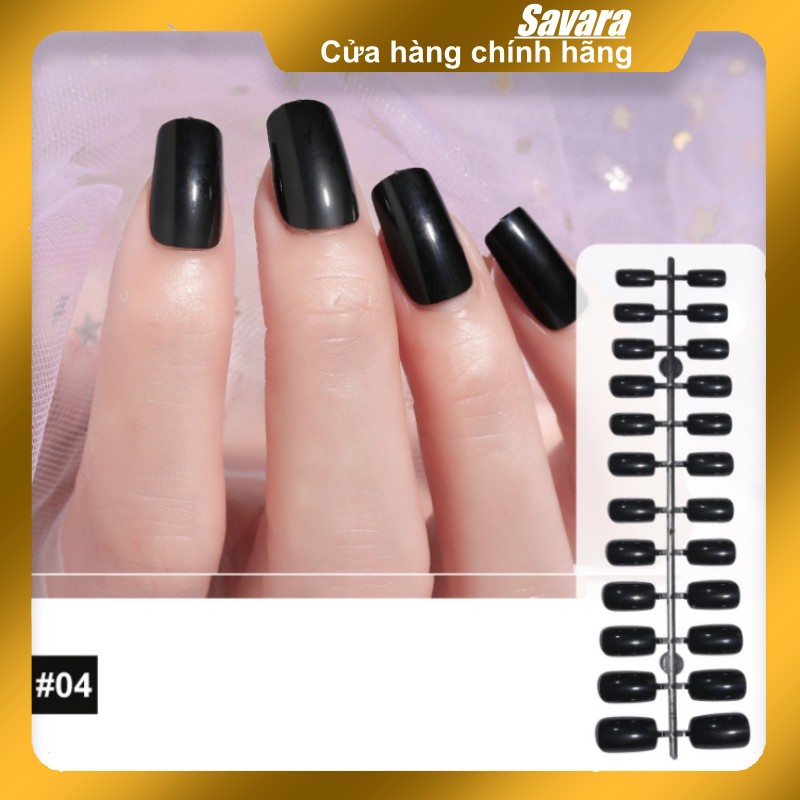 Móng tay giả kiểu Square dài 24 cái/thanh màu 04