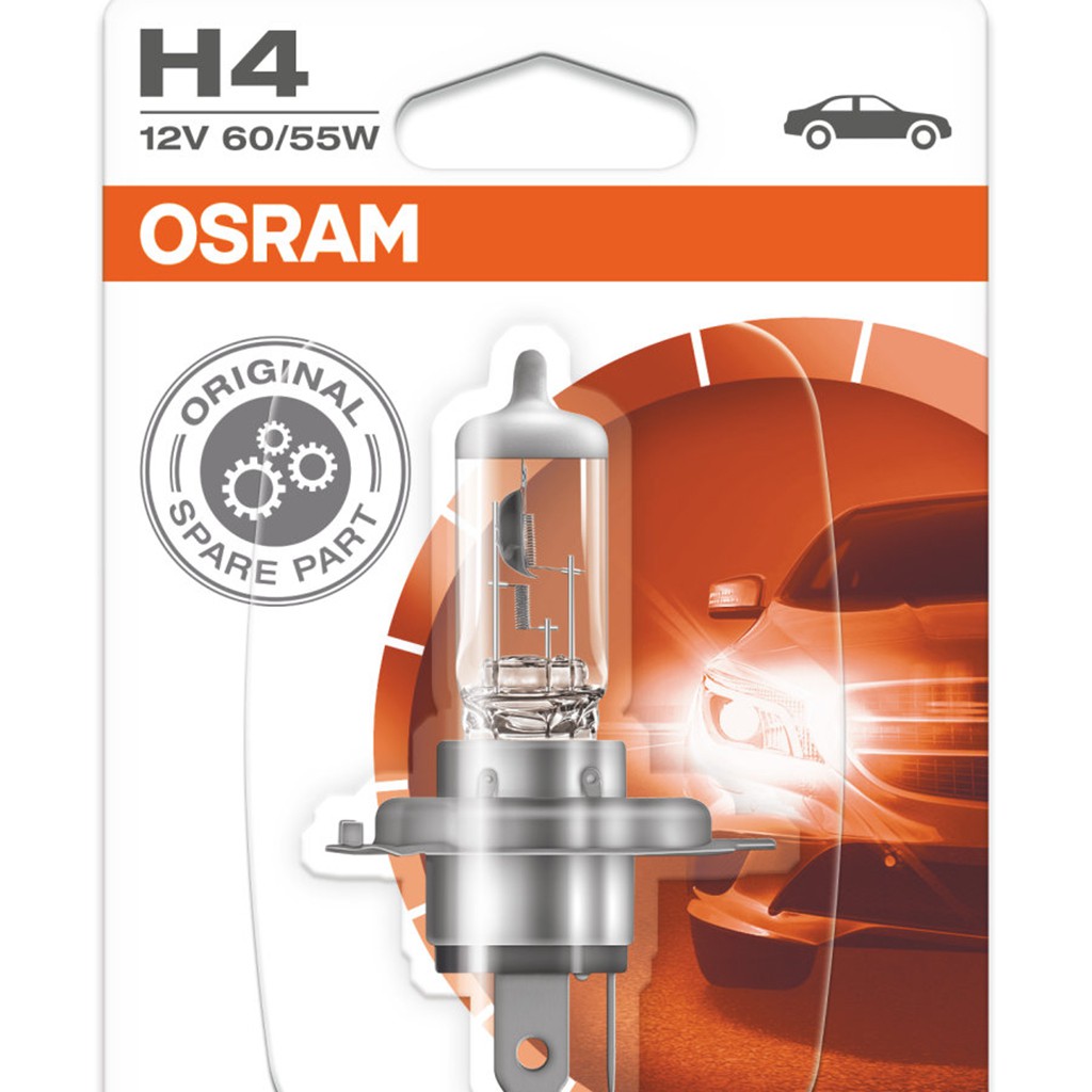Bóng đèn osram H4 12V 60/55W dùng cho pha cos ô tô và xe máy, bền bỉ, ánh sáng chuẩn, siêu tiết kiệm, model 2019