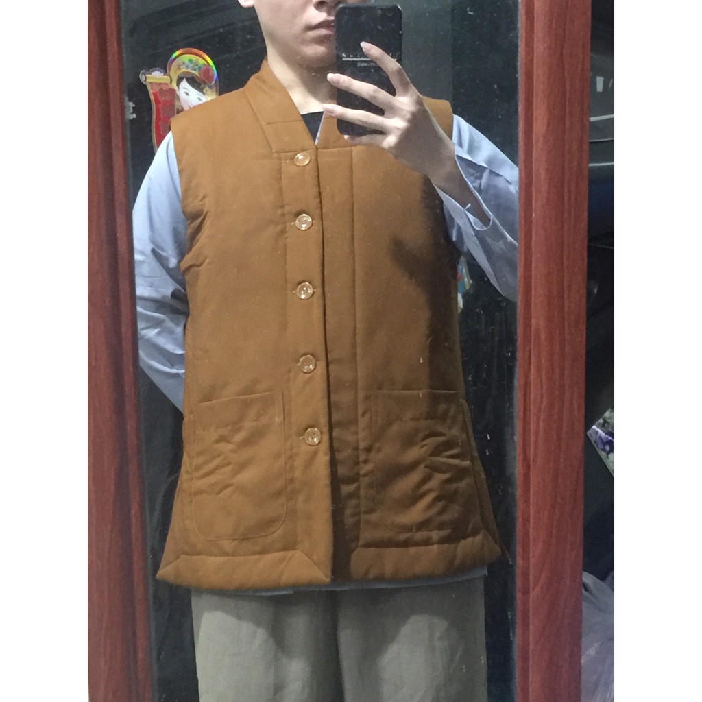 Áo Khoác Ghi Lê Lót Bông mùa Đông cho Cư Sĩ, Sư Thầy Tăng Ni, Phật Tử đi Chùa Ba Huê