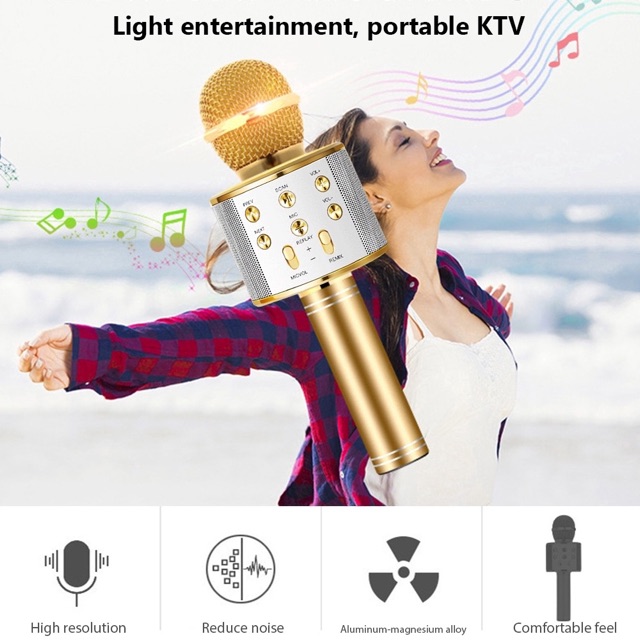 Micro karaoke kết Nối Không Dây Bluetooth WS858 Chính Hãng