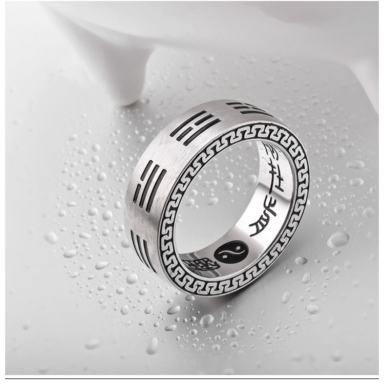 Nhẫn Thép Titan Khắc Hình Bát Quái Cho Nam qf051
