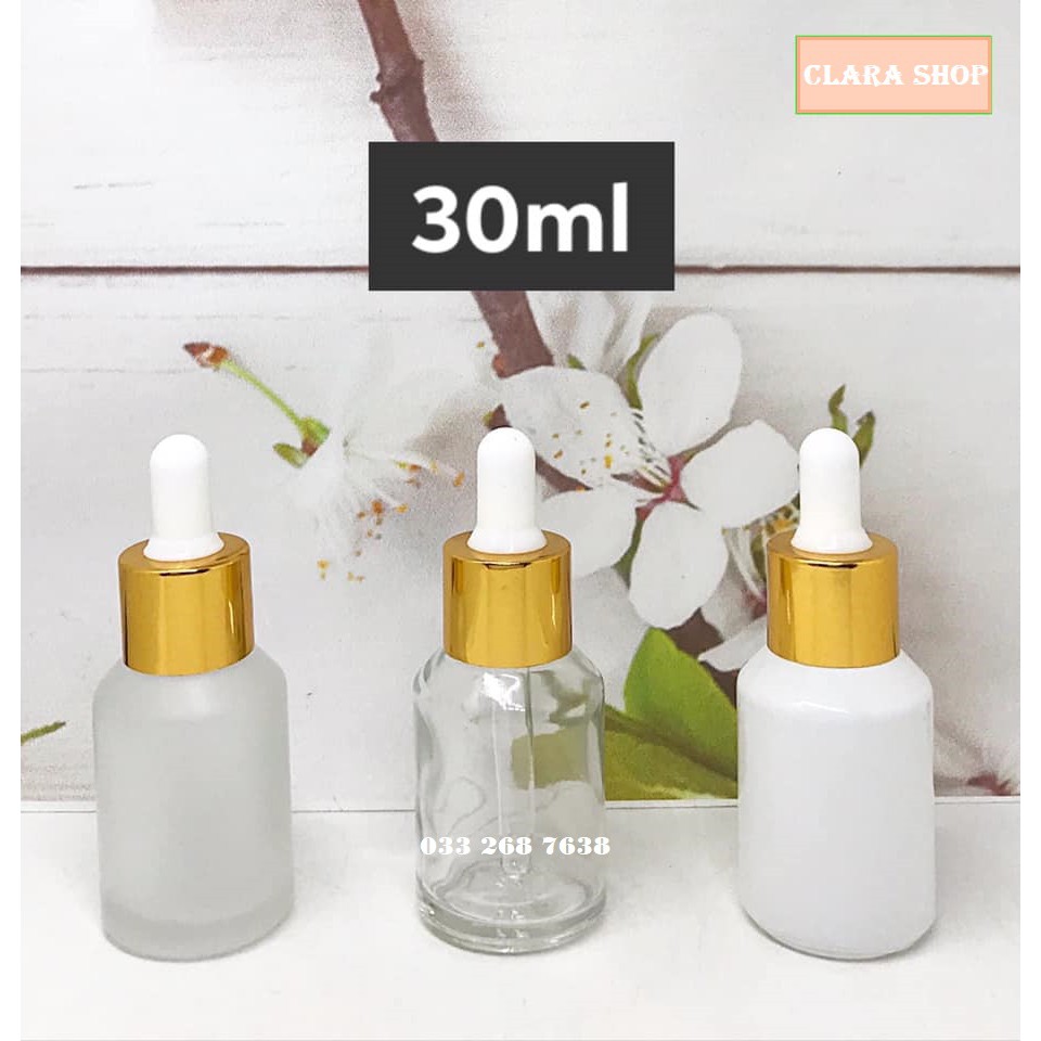 Chai serum chiết  tinh dầu 30ml nắp bóp (màu trắng - màu trong) - Chai chiết serum 30ml