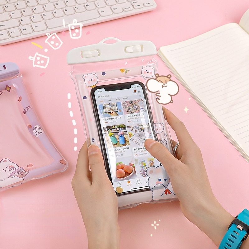 Hoạt Hình Túi Đựng Điện Thoại Trong Suốt Chống Nước Có Thể Chạm Màn Hình Cảm Ứng